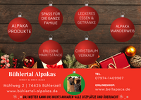 Weihnachtsmarkt Weihnachtstage B&uuml;hlertal Alpakas 2022